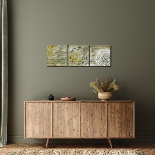 Tablou - Păpădii suflate de vânt (cu ceas) (90x30 cm)