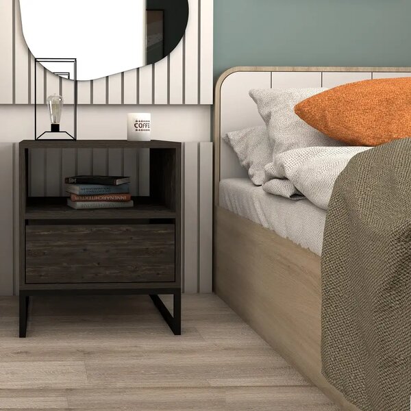 Noptiera Lida pentru dormitor,culoare antracit-60 cm
