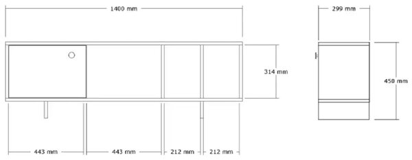 Comoda televizor Susana pentru living culoare antracit 140 cm
