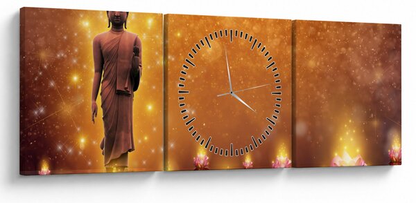 Tablou - Buddha în sclipici auriu (cu ceas) (90x30 cm)