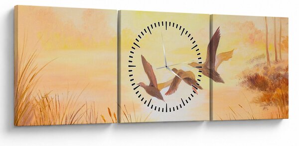 Tablou - Macarale la apus de soare (cu ceas) (90x30 cm)