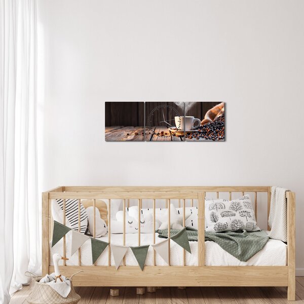 Tablou - Timp pentru cafea (cu ceas) (90x30 cm)