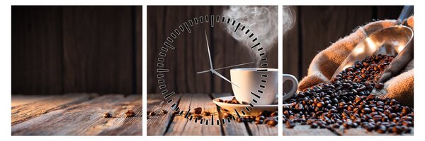 Tablou - Timp pentru cafea (cu ceas) (90x30 cm)