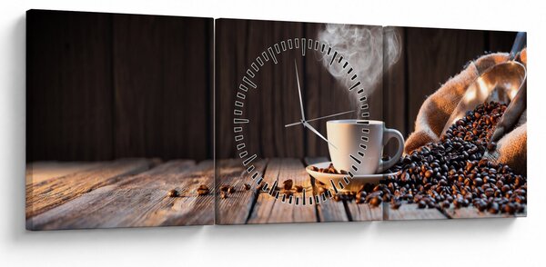 Tablou - Timp pentru cafea (cu ceas) (90x30 cm)
