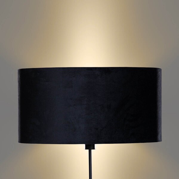 Lampă de podea neagră cu abajur oval din velur 50cm - Parte