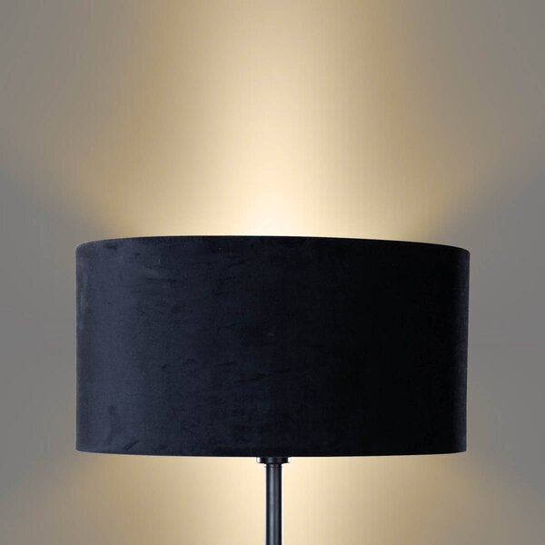 Lampă de podea neagră cu abajur oval din catifea 50cm - Simplo