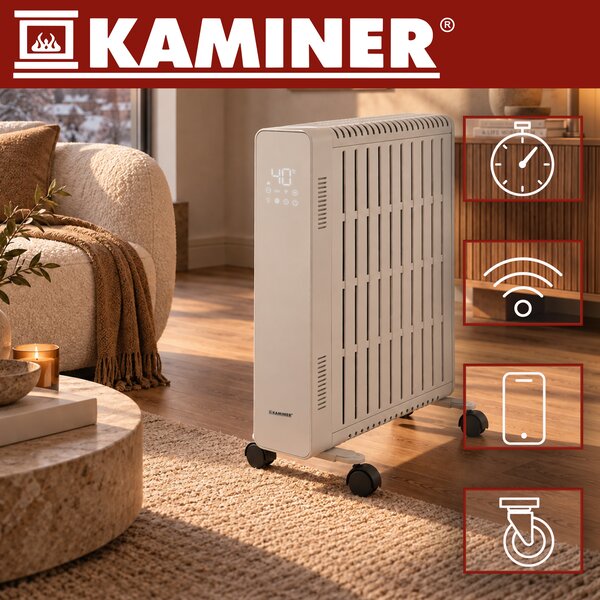 Calorifer electric cu ulei Kaminer Arvell - radiator alb