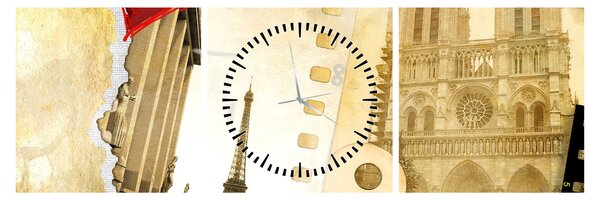 Tablou - Amintiri din Paris (cu ceas) (90x30 cm)