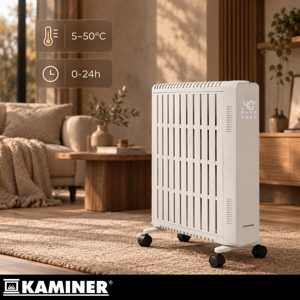 Calorifer electric cu ulei Kaminer Arvell - radiator alb