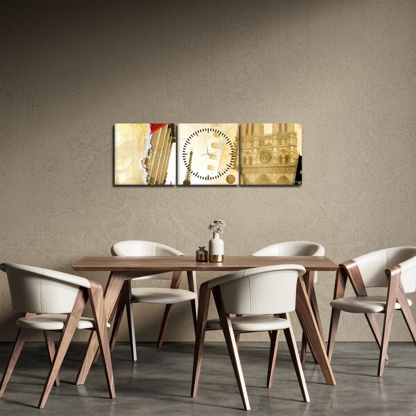 Tablou - Amintiri din Paris (cu ceas) (90x30 cm)