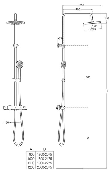 Roca Victoria set de duș perete cu termostat crom A5A2F18C00