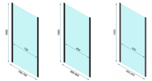 Rea Rapid Swing, cabină de duș cu 3 pereți 100 (uşă) x 100 (perete) x 195 cm, sticlă transparentă de 6 mm, profil auriu mat, KPL-02525