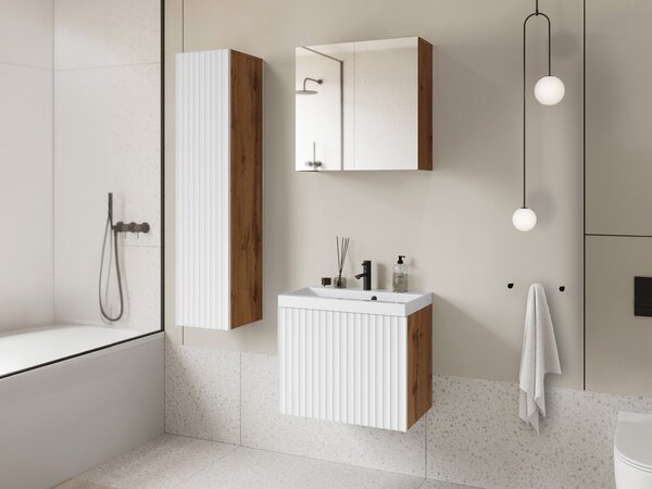 Z0ND0 Mobilier baie Dymysos I (Stejar wotan + Alb) . 1103876