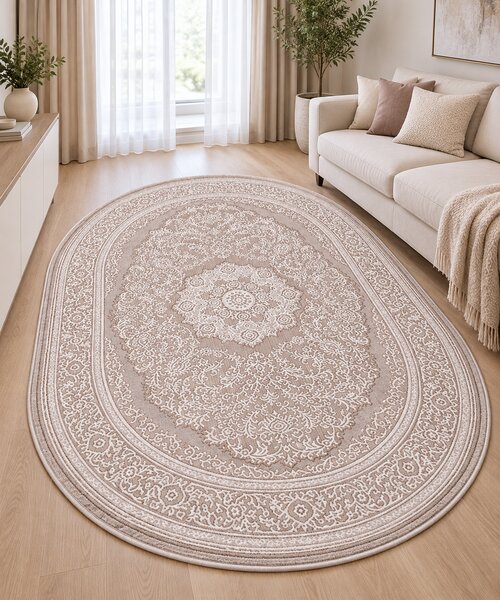 Covor Sufragerie/Dormitor, Model Itea Oval 42015/120, Crem 80x150