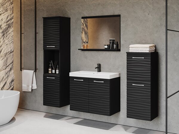 Z0ND0 Mobilier baie Megasa I MDF (Negru + Negru) (cu sifon). 1104003
