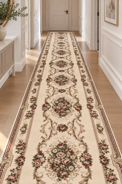 Traversa Hol, Model Clasic 574/100, Festonata, Latime 100 cm, Crem 100 x 300