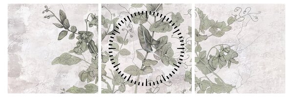 Tablou - Plante in ipsos (cu ceas) (90x30 cm)