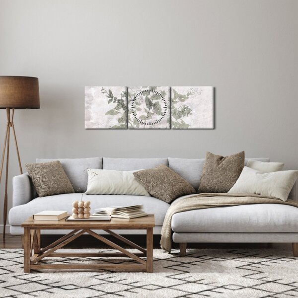 Tablou - Plante in ipsos (cu ceas) (90x30 cm)