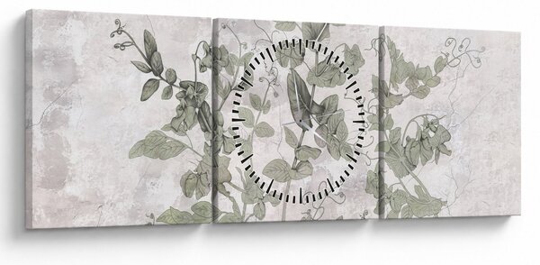 Tablou - Plante in ipsos (cu ceas) (90x30 cm)