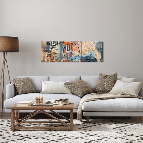 Tablou - Născut să călătorească (cu ceas) (90x30 cm)