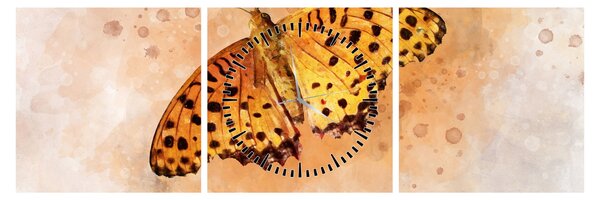 Tablou - Fluture portocaliu, aquarelă (cu ceas) (90x30 cm)