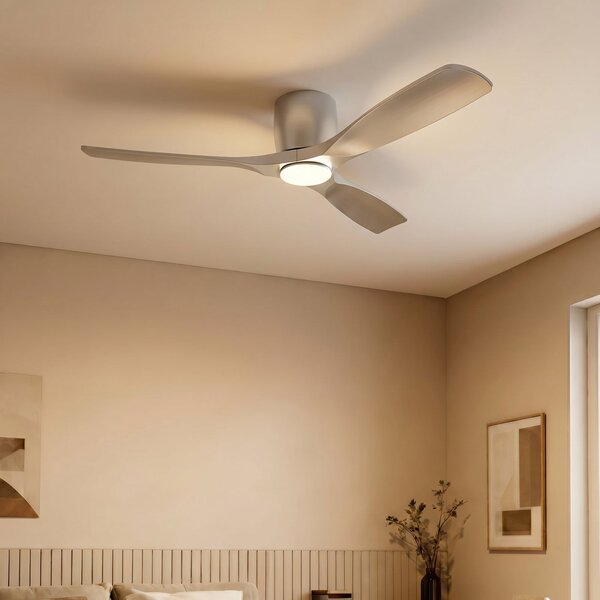 Lucande Ventilator de tavan cu LED-uri Smart Moneno, argintiu, DC, Tuya, reglabil, Metalic, Camera de zi / sufragerie, Metal, Modern