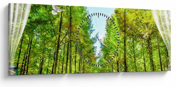 Tablou - Privire spre pădure (cu ceas) (90x30 cm)
