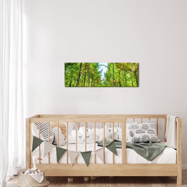 Tablou - Privire spre pădure (cu ceas) (90x30 cm)