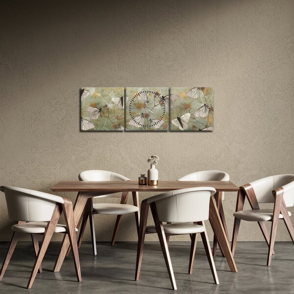 Tablou - Vintege fluturi (cu ceas) (90x30 cm)