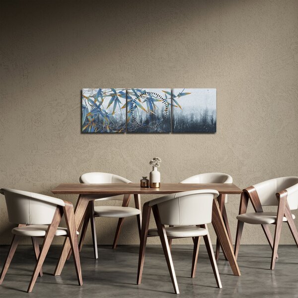 Tablou - Bambus pe perete (cu ceas) (90x30 cm)