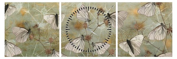 Tablou - Vintege fluturi (cu ceas) (90x30 cm)