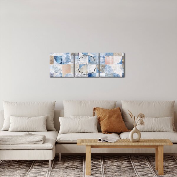 Tablou - figuri geometrice pe perete (cu ceas) (90x30 cm)