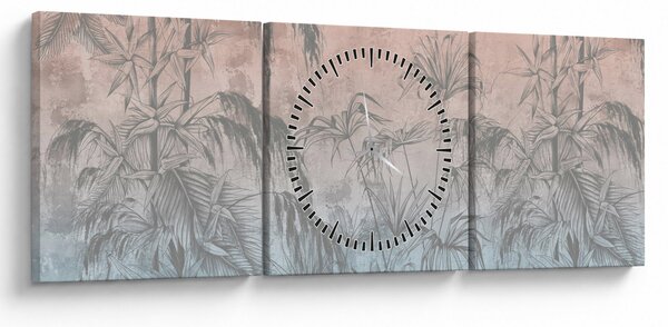 Tablou - Plante tropicale pe perete (cu ceas) (90x30 cm)