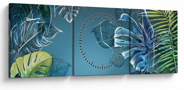 Tablou - Frunzele plantelor tropicale (cu ceas) (90x30 cm)