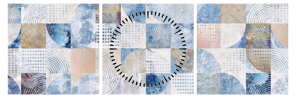 Tablou - figuri geometrice pe perete (cu ceas) (90x30 cm)