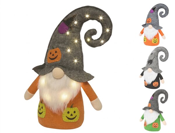 Gnom decorativ HALLOWEEN GNOME cu iluminare LED, 40 cm - culori diferite Culoare: Portocaliu