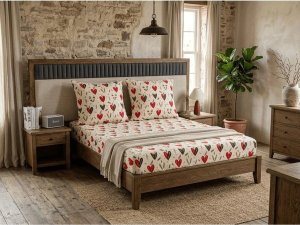 Cearsaf Cocolino microplus cu elastic WINTER HEARTS 90x200 cm colorat