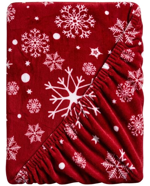 Cearsaf Cocolino microplus cu elastic SNOWFALL 90x200 cm rosu