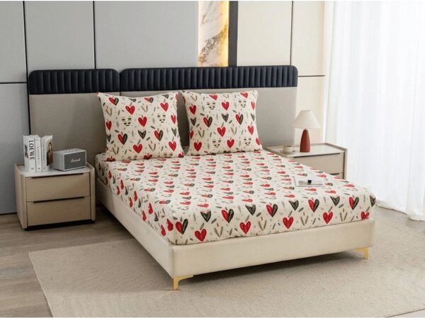 Cearsaf Cocolino microplus cu elastic WINTER HEARTS 90x200 cm colorat