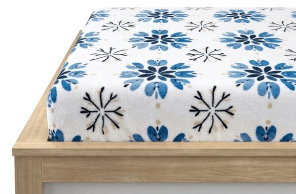 Cearsaf Cocolino microplus cu elastic ICY FLAKES 90x200 cm alb