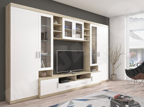 Mobilier living Merasoja (Stejar sonoma + Alb) (cu iluminat LED). 1104563