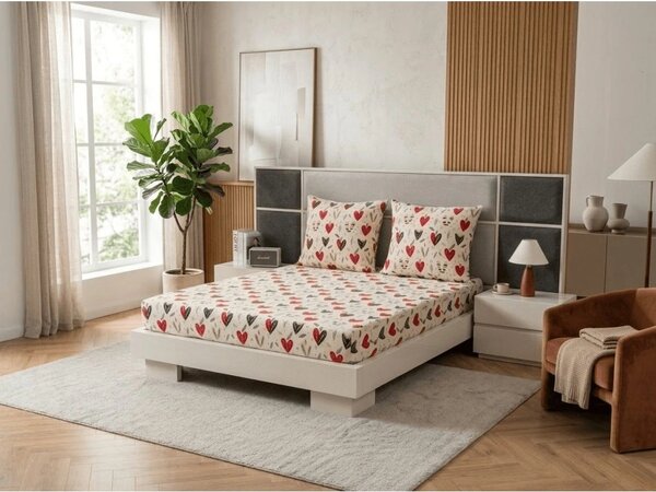 Cearsaf Cocolino microplus cu elastic WINTER HEARTS 90x200 cm colorat