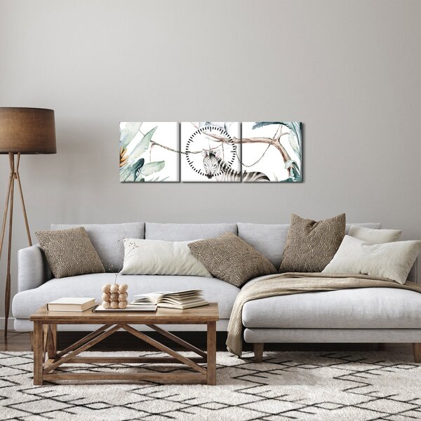 Tablou - Animale exotice (cu ceas) (90x30 cm)