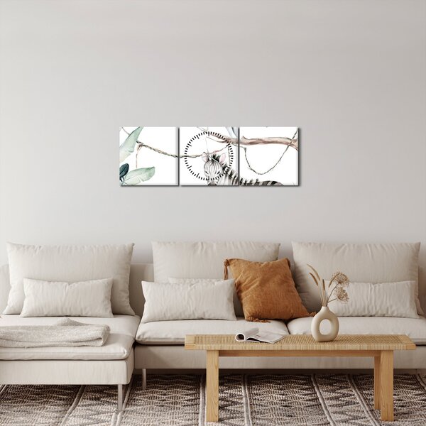 Tablou - Animale exotice (cu ceas) (90x30 cm)