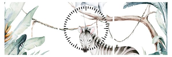 Tablou - Animale exotice (cu ceas) (90x30 cm)