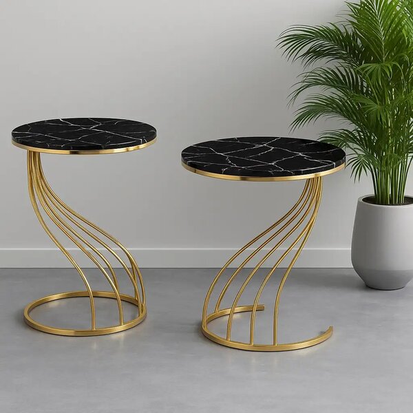 Set măsuță de cafea Homs – 3 bucăți – Negru & Gold