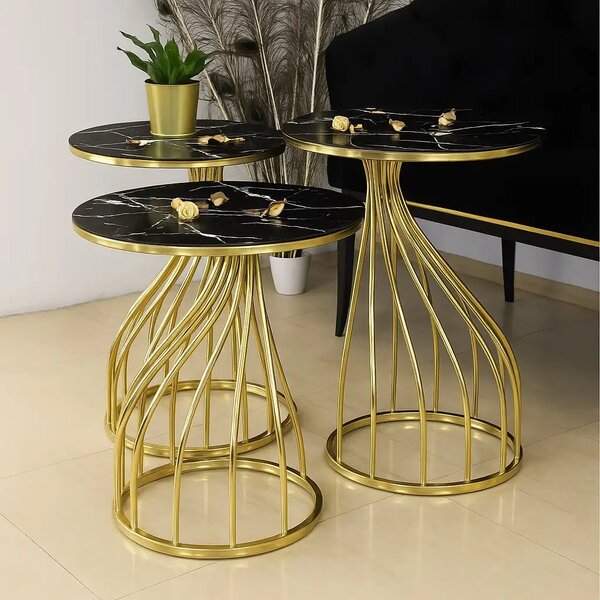 Set măsuță de cafea Homs – 3 bucăți – Negru & Gold