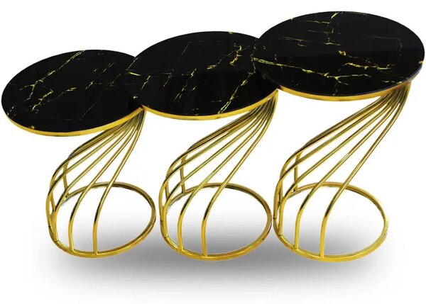 Set măsuță de cafea Homs – 3 bucăți – Negru & Gold