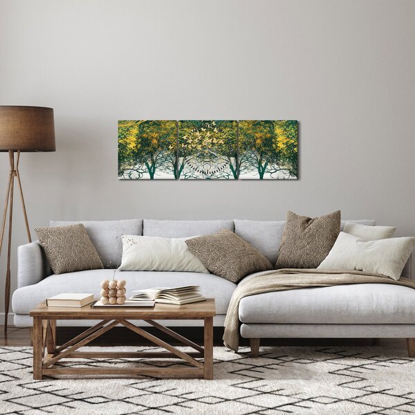 Tablou - Căprioare în pădurea verde (cu ceas) (90x30 cm)