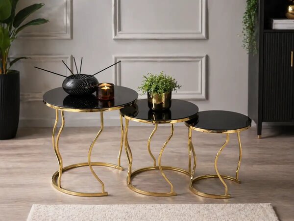 Set măsuță de cafea Homs – 3 bucăți – Negru & Gold